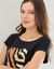 T-shirt manches courtes, imprim&eacute; arty (noir / caramel)
