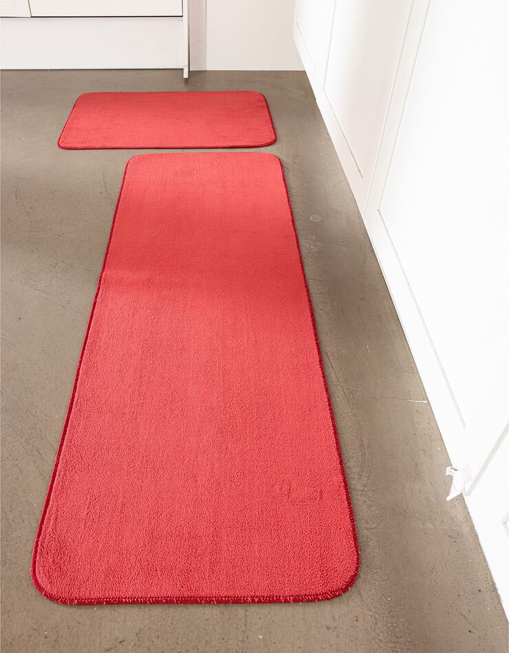 Tapis de cuisine microfibre absorbante unie (rouge)
