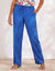 Pantalon large fluide uni (bleu)