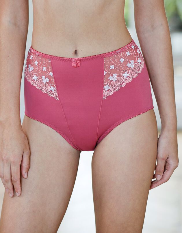 Gainette microfibre tulle brodé Caminata (bois de rose)