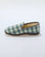 Charentaises fourrées laine majoritaire, motif carreaux (vert)