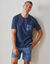 Pyjama short coton fantaisie manches courtes (marine)