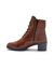 Bottines cuir à talon zippées et lacées (marron)