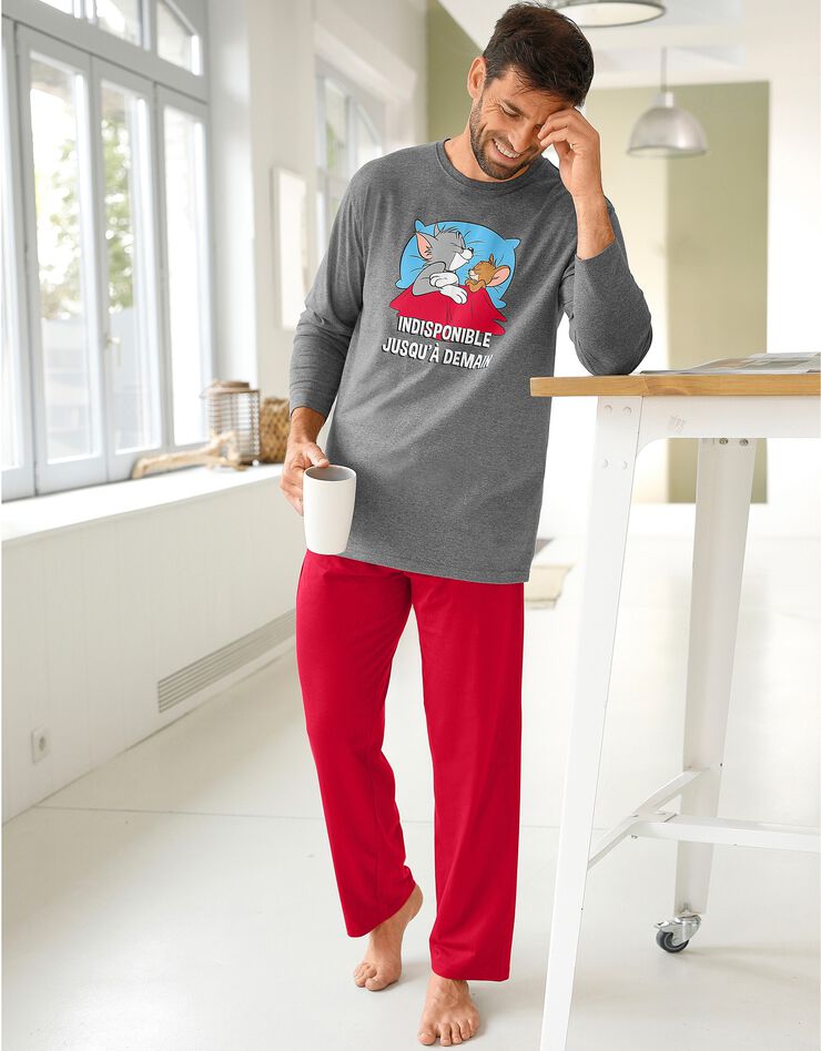 Pyjama Tom&Jerry® manches longues (gris chiné / bordeaux) Pyjama Tom&Jerry® manches longues (gris chiné / bordeaux)