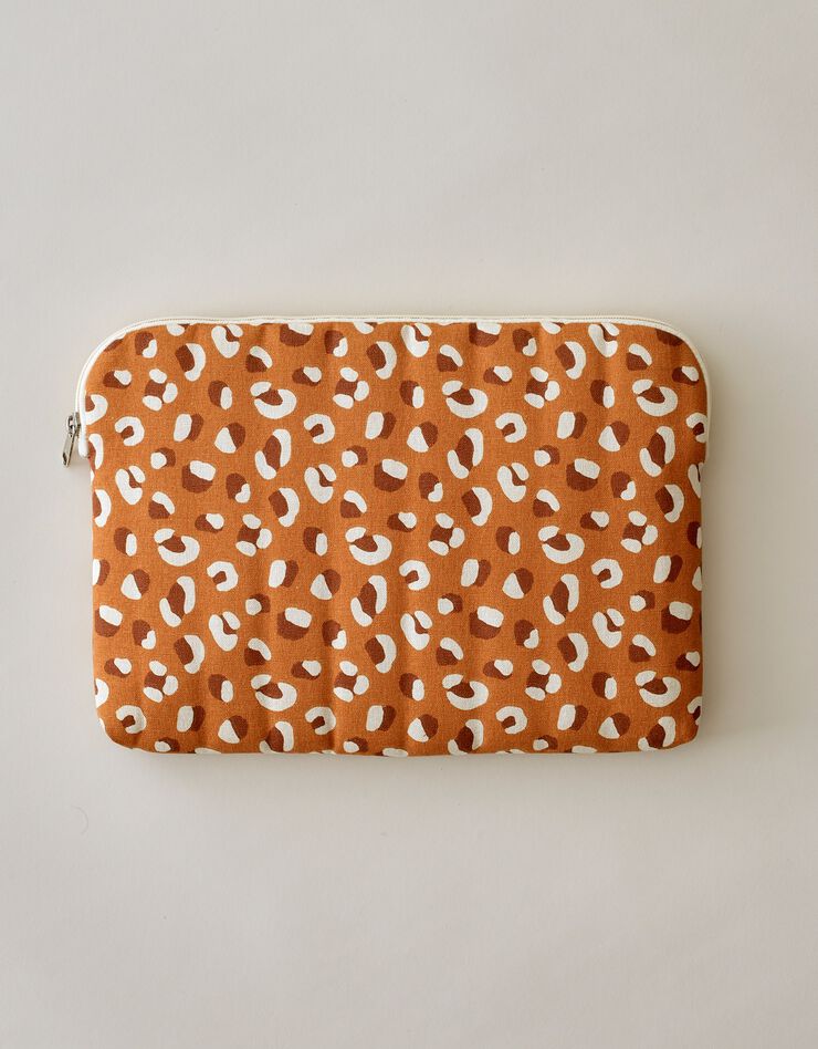 Housse zippée matelassée pour tablette, imprimé Savana (caramel)