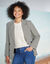 Veste blazer double boutonnage, imprimé pied-de-poule (beige / chocolat)