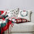 Coussin coton bouclette, broderies skieurs (&eacute;cru / rouge / vert)