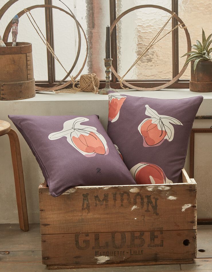 Housse de coussin, collection "Odette Lepeltier" - lot de 2 (prune / terracotta)