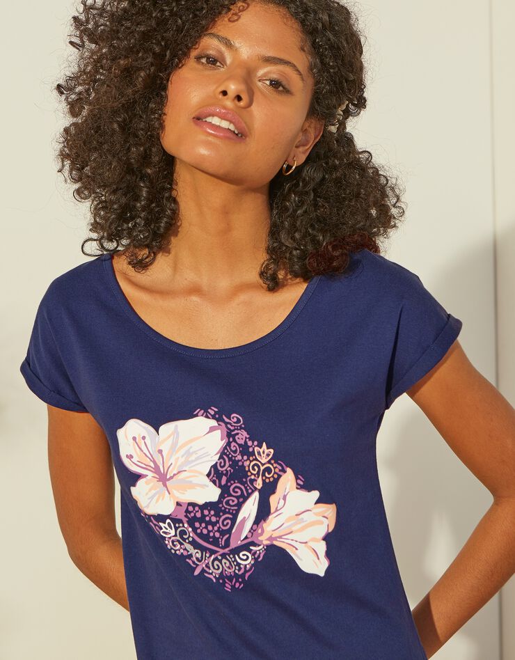 Chemise de nuit imprimé fleuri - lot de 2 (marine + parme) Chemise de nuit imprimé fleuri - lot de 2 (marine + parme)