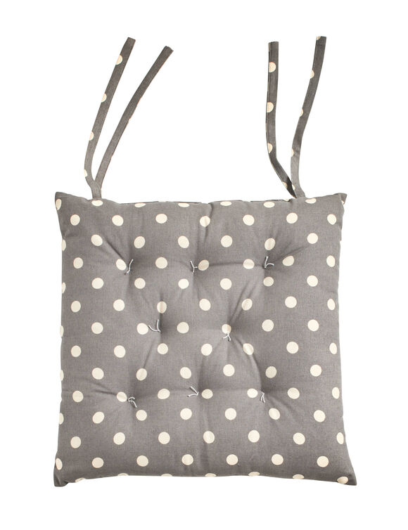 Galette de chaise carrée à pois - lot de 2 (gris)
