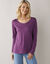 T-shirt col rond manches longues uni (violet)