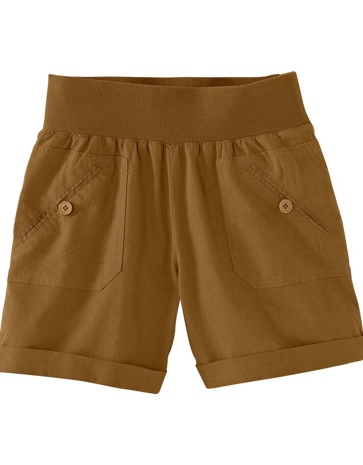 Short droit à revers, lin coton (havane) Short droit à revers, lin coton (havane)
