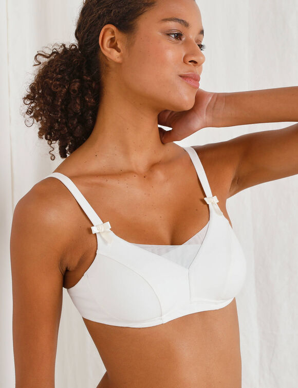 Soutien-gorge post opératoire « Mégane" en coton issu de l'agriculture biologique - sans armatures (ivoire)