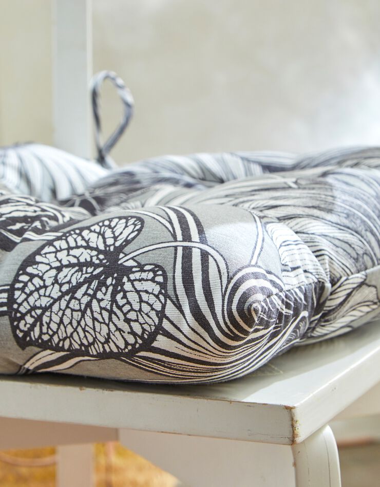 Galette de chaise imprimé tropical - lot de 2 (gris)