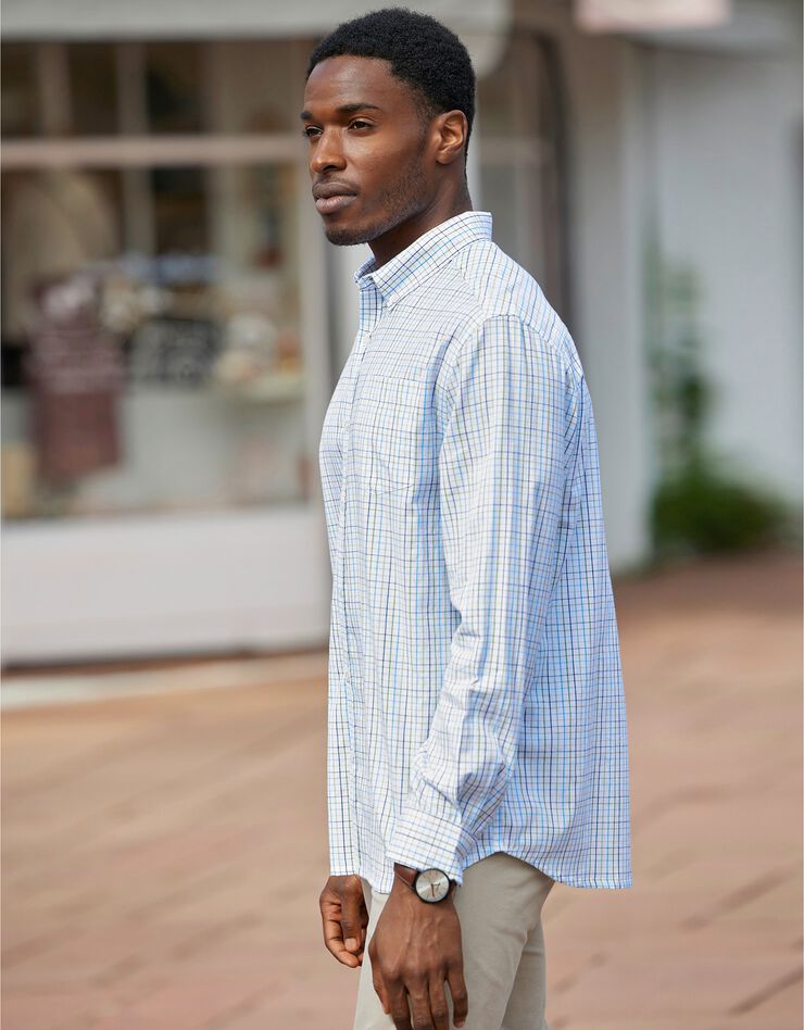 Chemise popeline carreaux manches longues (blanc) Chemise popeline carreaux manches longues (blanc)