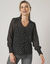 Blouse boutonnée voile à pois manches longues (noir / écru)