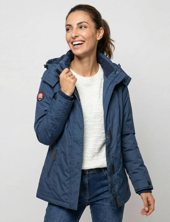Parka imperm&eacute;able doubl&eacute;e polaire unie (bleu gris&eacute;)