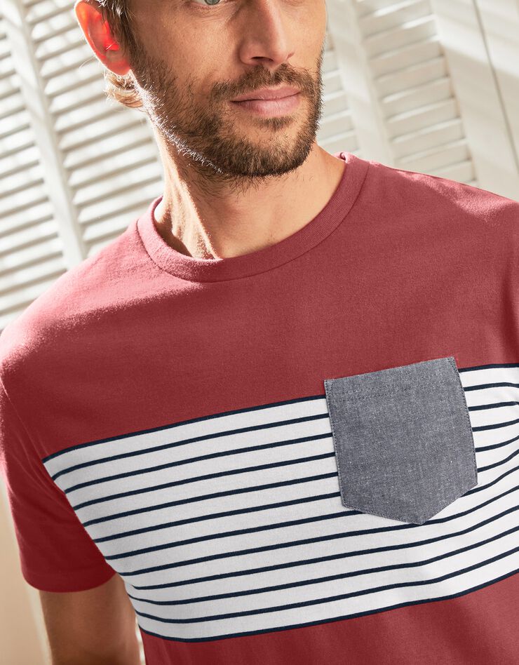 Tee-shirt rayé manches courtes (rouge) Tee-shirt rayé manches courtes (rouge)