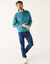 Sweat chaud col polo brodé poitrine maille côtelée (bleu océan)