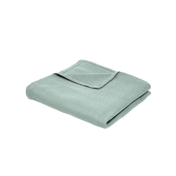 Jeté de canapé ou plaid uni nid d’abeille - coton (céladon)