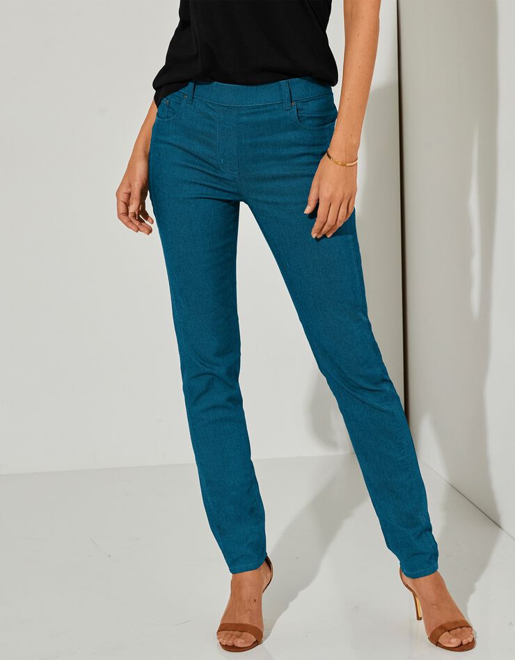 Pantalon stretch coutures affinantes (bleu paon) Pantalon stretch coutures affinantes (bleu paon)