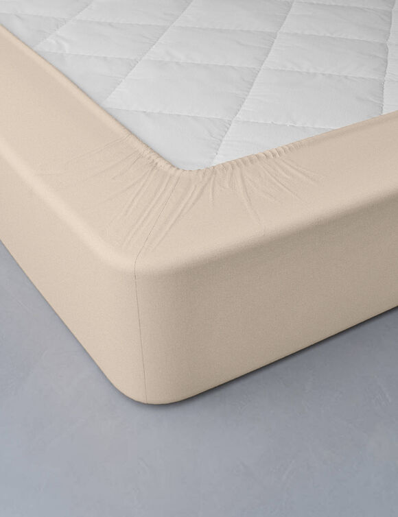 Drap-housse uni jersey bonnet 40 cm (sable)