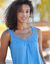 Débardeur macramé, coton-viscose (bleu)
