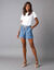 Short jean fluide, ceinture corde (bleached)