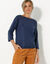 Pull col bateau manches 3/4, toucher doux (marine)