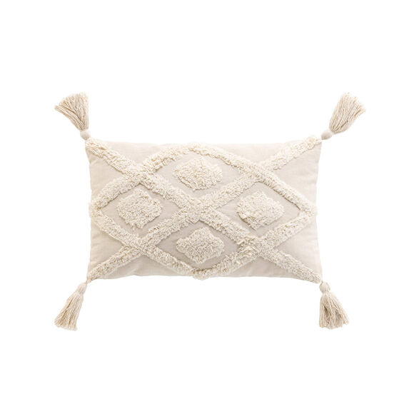 Coussin rectangulaire losanges tuftés (naturel)