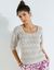 Pull maille ajourée fantaisie, manches coude (beige)