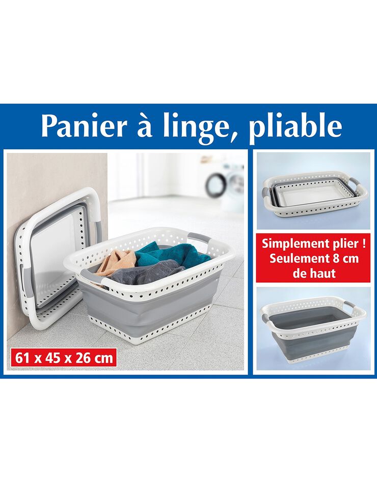 Panier à linge rectangulaire pliable gain de place (blanc/gris)