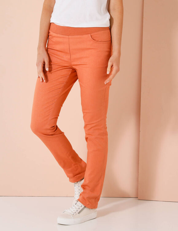 Pantalon droit "ultra confort" taille élastiquée (corail grisé)