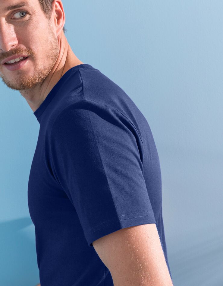 Tee-shirt col rond manches courtes - lot de 3 (corail / céladon / indigo)