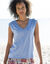 T-shirt col V boutons fantaisie (bleu grisé)