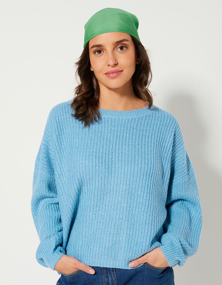 Pull boîte manches longues, maille anglaise (bleu) Pull boîte manches longues, maille anglaise (bleu)