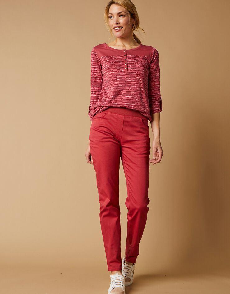 Pantalon droit "ultra confort" taille élastiquée (tomette) Pantalon droit "ultra confort" taille élastiquée (tomette)