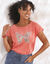 T-shirt imprimé placé "papillon" (rose corail)