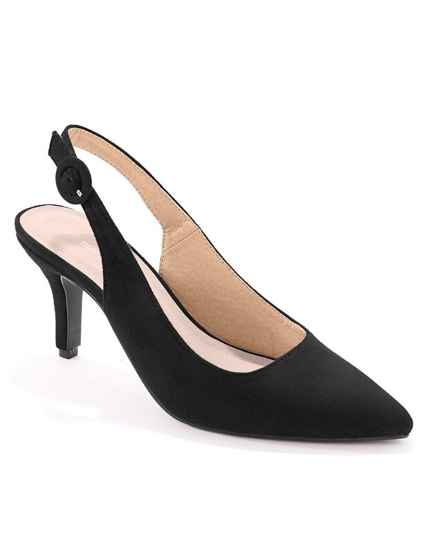 Escarpins suédine à bride (noir)