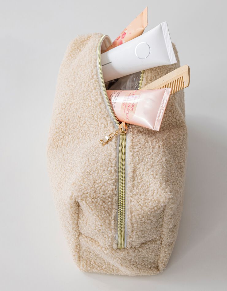 Trousse de toilette en bouclette sherpa (naturel)