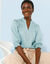 Blouse unie col tunisien, manches coudes smockées (bleu grisé)