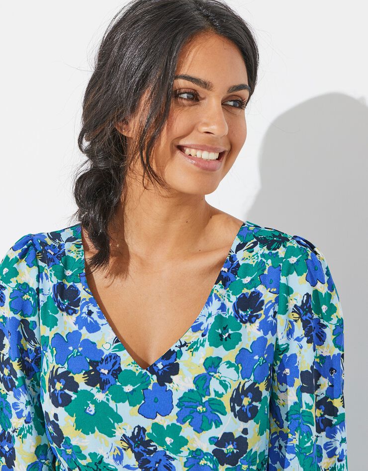 Robe dos croisé imprimée (vert / bleu) Robe dos croisé imprimée (vert / bleu)