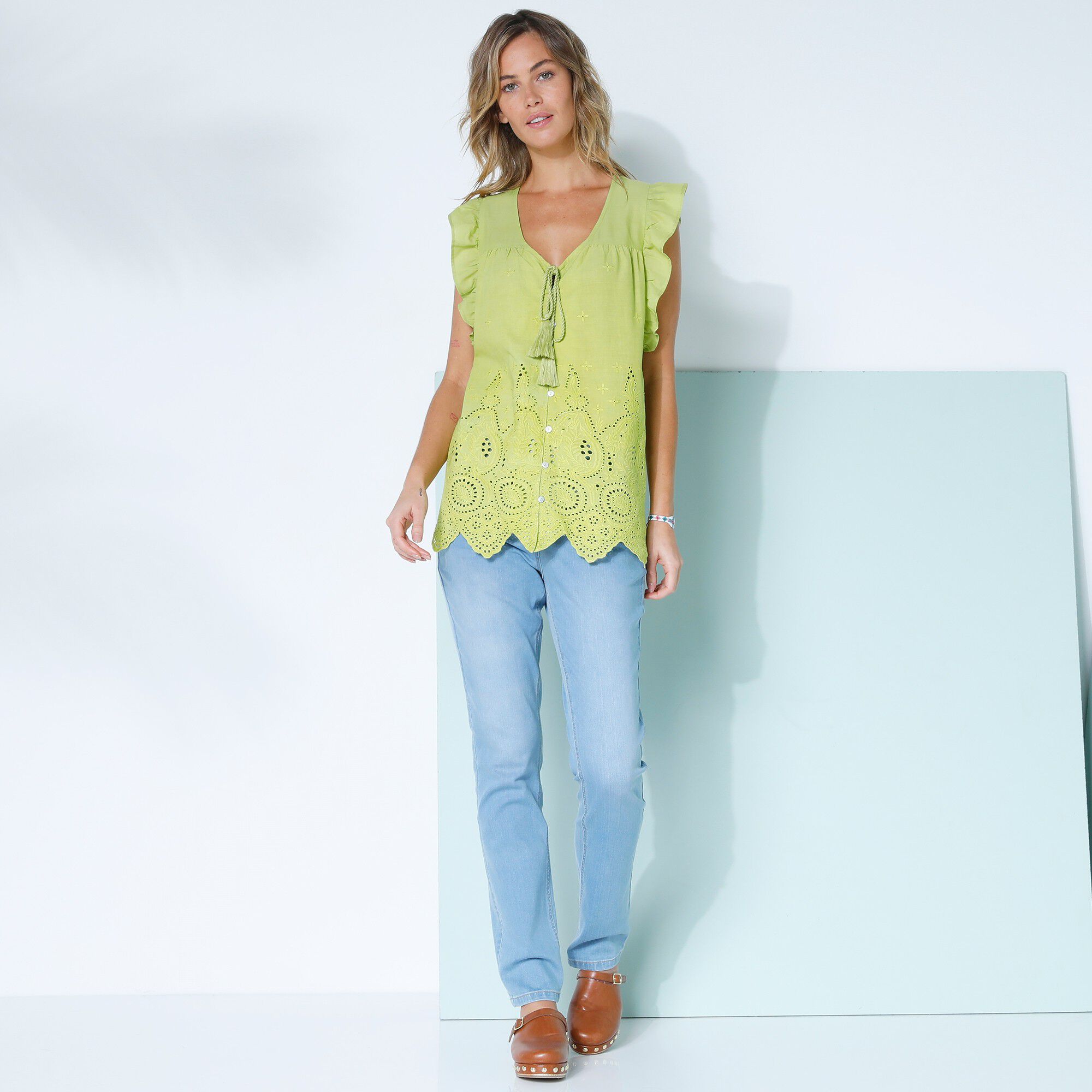 Chemisier Rose Dressbarn En Rayonne - Taille M - Manches 3/4 - Col Boutonné - Occasion Très Bon état