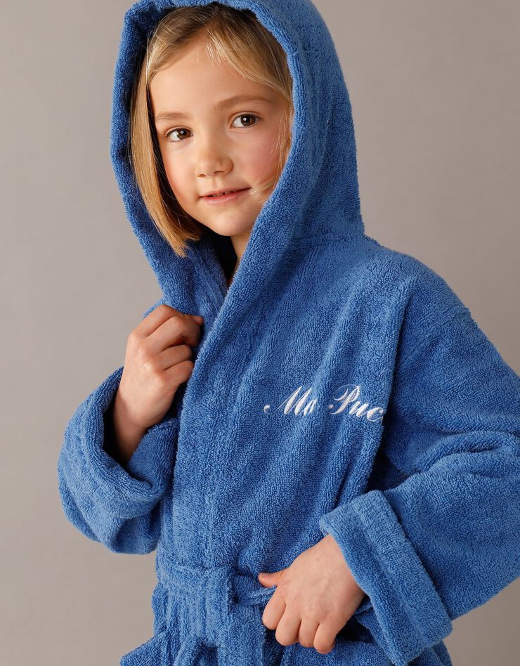 Peignoir enfant éponge à capuche personnalisable  (bleu dur)