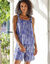 Top à nouettes, imprimé (bleu dur / blanc)