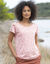 T-shirt imprimé col rond (corail / écru)