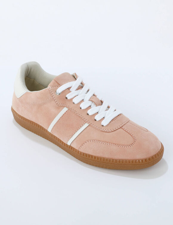 Baskets cro&ucirc;te de cuir (rose p&acirc;le)