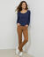 T-shirt uni manches longues en coton biologique(**) (marine)