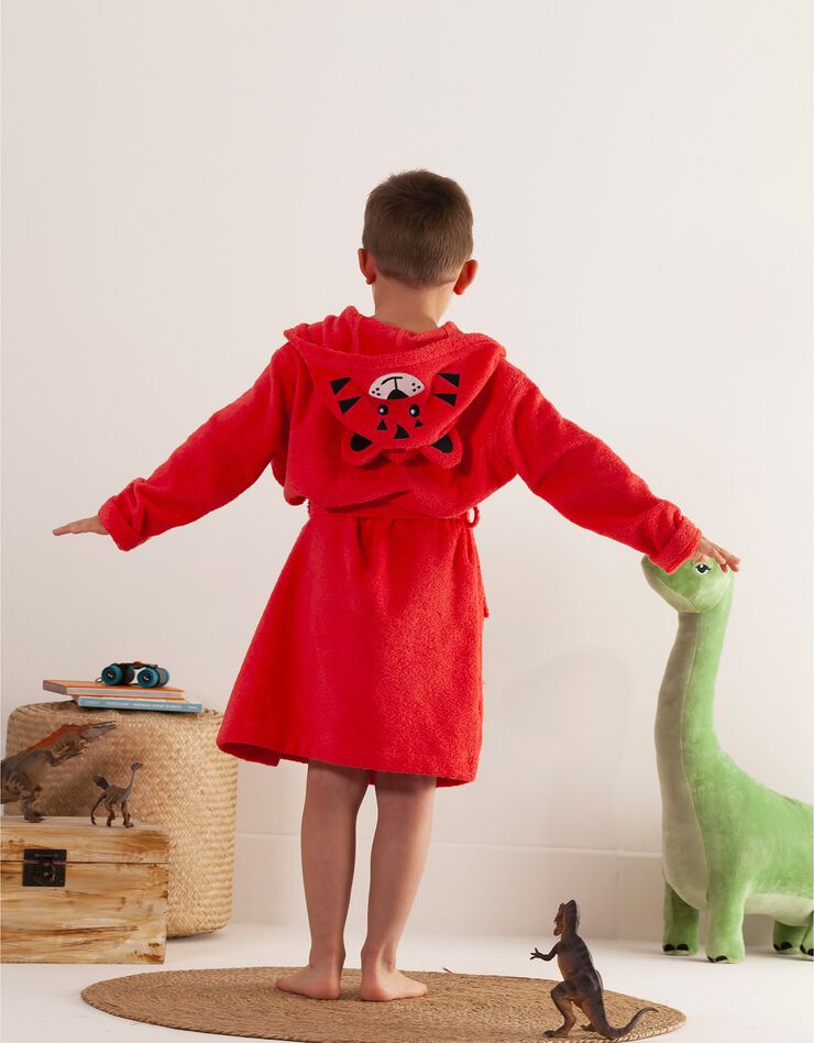 Peignoir de bain enfant tigre éponge coton - 340g/m² (corail)