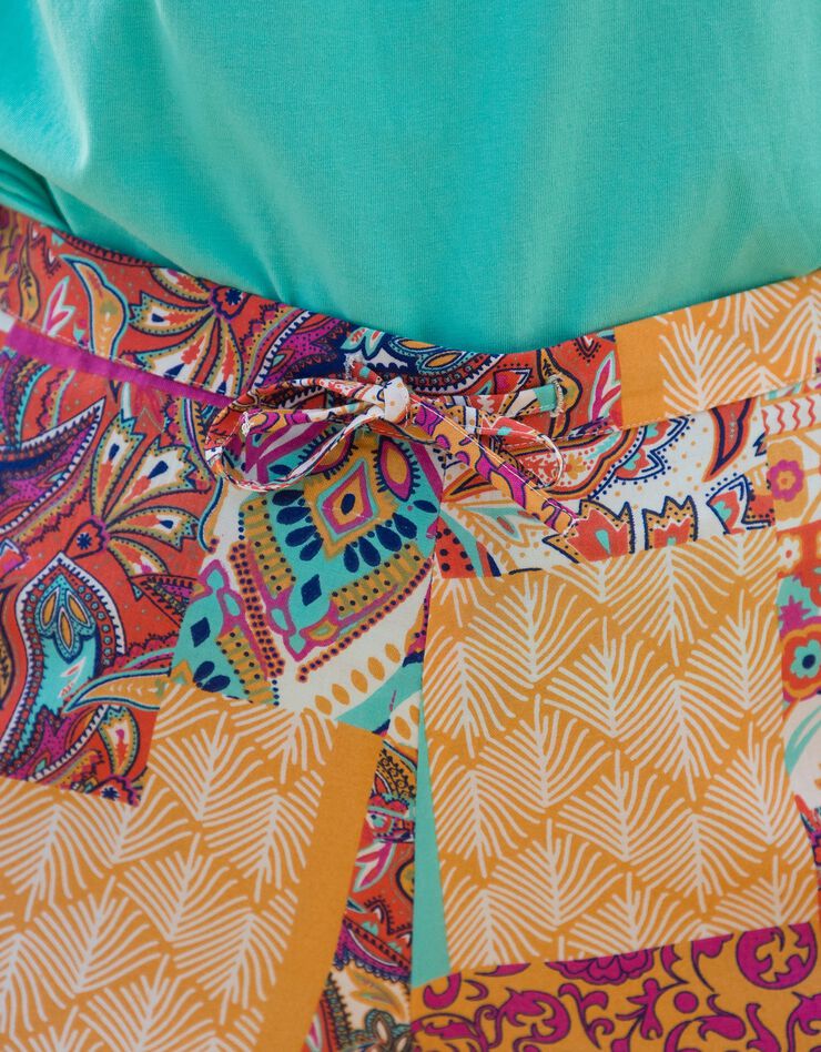 Pantalon droit large imprimé cachemire (orange / rose)